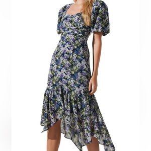 Blue Floral ASTR The Label Midi Dress